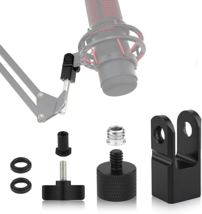 Microfoonbevestigingsadapter voor Quadcast microfoonstandaard - Duurzaam vervangend accessoire met 3/8 en 1/4 schroefadapter - Zwart