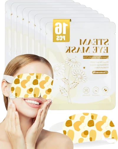 Zelfverwarmend Oogmasker - 16 Stuks - Kamille Geur voor Vermoeide Ogen - Verlicht Droge Ogen en Wallen - Wegwerp Slaapmasker Cadeauset voor Dames en Heren