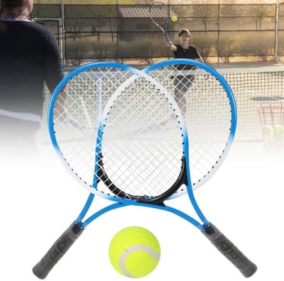 2 stuks - Tennisracket - Kindertennisracket - Jeugdtennisracket - Oefenracket voor tieners en beginners - Met bal - Blauw