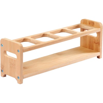 Kruidenopbergstandaard Bamboehout 4 Gaten Multifunctioneel Antislip Ruimtebesparend Olieflessenrek beige
