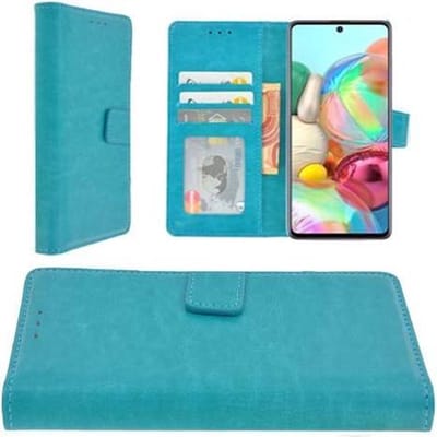 Geschikt voor Samsung Galaxy A71 / A71s Hoes Wallet Book Case hoesje Turquoise cover Pearlycase