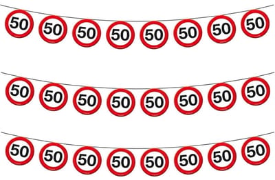 Folat Slinger - 3x - 50 jaar - stopborden - 10 meter - papier - 50e verjaardag versiering - Abraham - Sarah - jubileum feestartikelen