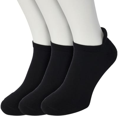Bonnie Doon Unisex Sneaker Sokken Deluxe Zwart maat 36/42 - Dames en Heren - 3 paar - Badstof Binnenzool - Gladde teennaad - Zeer Comfortabel en Zacht - Zacht Hiel Kussen houdt Vuil tegen - Sport - Sneakersokken - Black - OL6310501.101