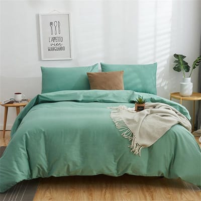 Ensemble Housse de Couette Turquoise Uni en Coton Pima King Queen Double Full Twin Simple Ensemble de Linge de Lit 160x210cm