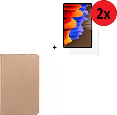 Samsung Galaxy Tab A7 2022 hoesje - 10.4 inch - Samsung Tab A7 2022 Screenprotector - Samsung Tab A7 2020 hoesje Goud + 2x Screenprotector