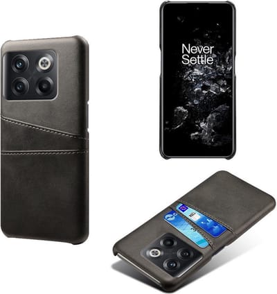 Back Cover met Opbergvakjes + PMMA Screenprotector voor OnePlus 10T 5G _ Zwart