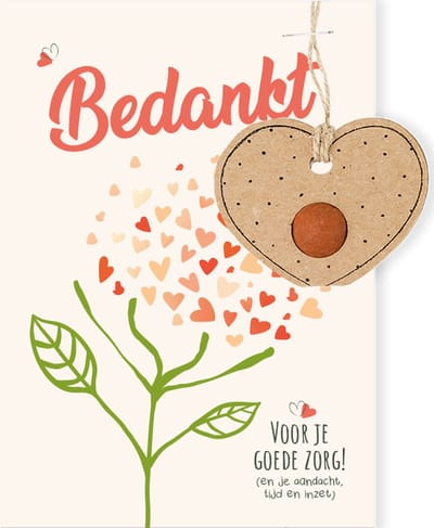 Blossombs Wenskaart met Zaadbom - Dag van de Zorg - Hanger met Bloembommetje