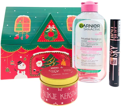 Garnier Kerst Cadeauset – 3-delig – Micellair Water + Maybelline Mascara + Kaars – Cadeau voor haar
