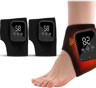 2 stuk Enkel Warmte Kompres - Draadloos en Oplaadbaar 2-in-1 Massageapparaat met Trillingen - Voor Pijnverlichting en Betere Bloedsomloop - Verwarmde Enkelbrace voor Thuisgebruik