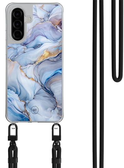 Hoesje met koord geschikt voor Samsung Galaxy A56 - Lavender dream - Inclusief Zwart koord - Crossbody beschermhoes - Transparant, Paars - Mooie Telefoonhoesjes