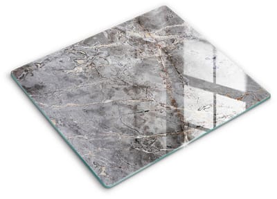 Wallfluent Spatscherm Keuken - Grijs Spatwand Keuken - 60x52 cm - Steentextuur Spatscherm Glas - Natuurlijke patronen Rechthoekig Spatscherm Keuken