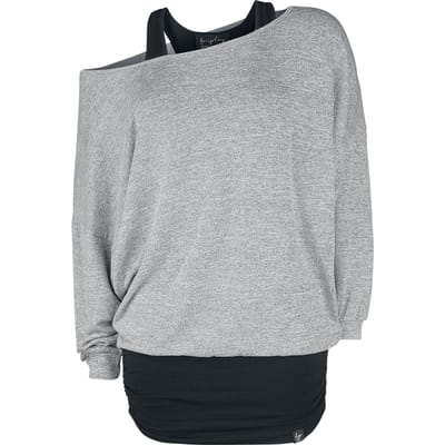 Forplay Shirt met lange mouwen - Billie - S tot XXL - voor Vrouwen - zwart-grijs