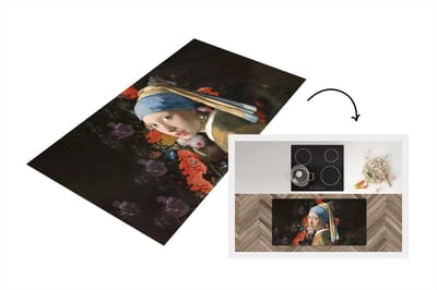 Keukenloper - Loper keuken - Meisje met de parel - Bloemen - Oude meesters - 120x60 cm - Keukenloper vinyl