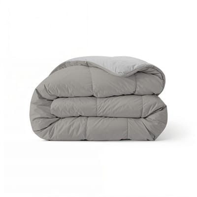 Zelesta Comfort Duo Dekbed zonder overtrek - Wasbaar Hoesloos dekbed - Met vaste overtrek - 2 in 1 - Grijs & Zacht grijs - 140x200cm