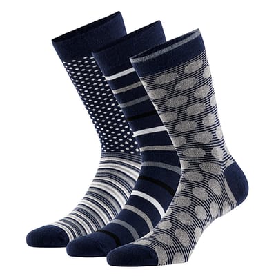 Apollo - Bamboe sokken met motief - Blauw - 6 Paar - Maat 39/42 - Herensokken - Duurzame sokken - Bamboe - Bamboo