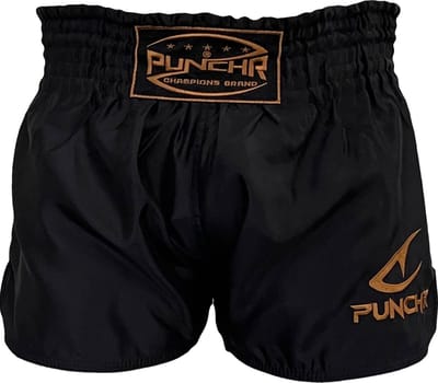 PunchR™ Classic Muay Thai kickboks Broek Zwart Goud - XS