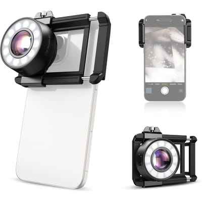 APEXEL APL-MS120 120X Mobiele Telefoon Microscoop Lens Observatie Lens voor Telefoon met LED Vullichten zwart