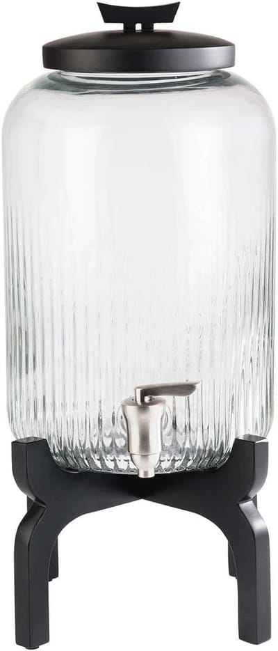 Premium drankdispenser voor verschillende dranken van hout, glas en roestvrij staal
