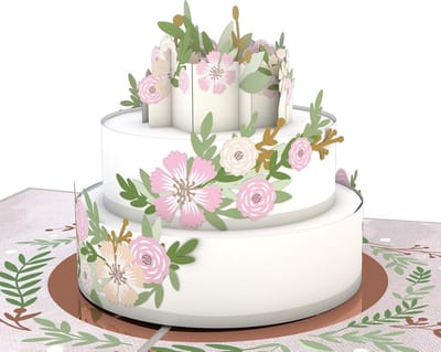 Luxe 3D Pop-up Wenskaart Bruidstaart - Kaart voor Bruiloft en Verloving