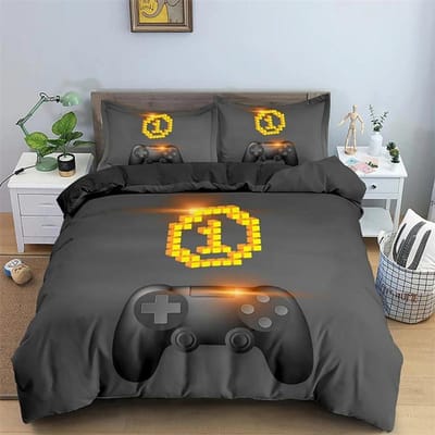 Kinderen Tieners Videogames Dekbedovertrek Set Jongens Gamer Dekbedovertrek Gaming Controller Patroon Beddengoed Set Polyester Dekbedovertrek 210X210cm-3pcs