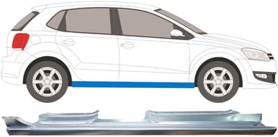 Volledige dorpel voor Volkswagen Polo 2009-2017 / Rechts