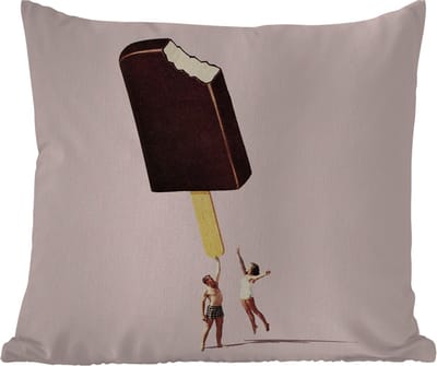 Buitenkussen Weerbestendig - IJs - Chocolade - Pastel - Vintage - 50x50 cm