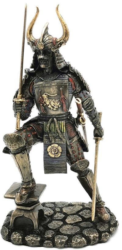 Veronese Design - Japanse Samoerai gebronsd beeld - (hxbxd) ca. 25 cm 14 cm x 10 cm