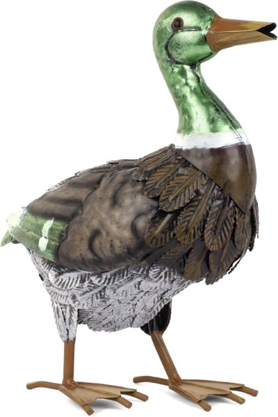 Moritz Decoratieve Eend Groen-Bruin 31 cm – Wilde Eend Tuinbeeld van Metaal Handbeschilderd Natuurgetrouw – Tuindecoratie Dierfiguur in Landelijke Stijl Vintage voor Tuin Vijver Terras Balkon Woonkamer en Entree – Eend