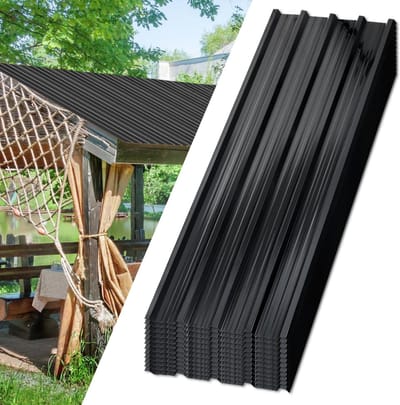 24 golfplaten van 129 x 46 cm, antracietkleurig verzinkt metaal, voor schuren en carports
