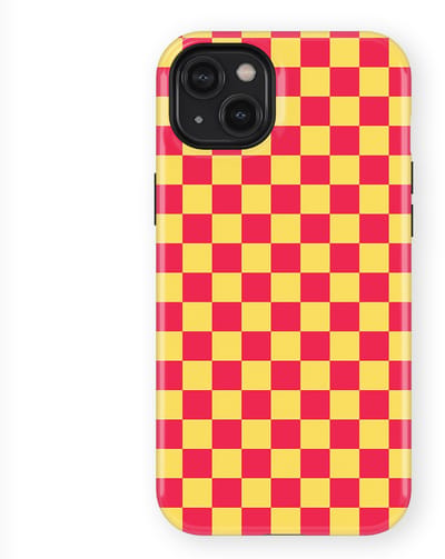 Design Hoesje geschikt voor iPhone 14 Plus | Geschikt Voor Mag | Tiny Squares Checkered Print | Backcover geschikt voor iPhone 14 Plus Cherry Checker