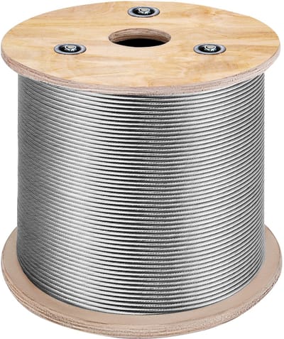 T316 RVS Kabel 1/8" – 7x7 Draadkabel, 500 Voet voor Hekken, Terrasvloeren en Doe-Het-Zelf Projecten.
