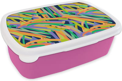 Broodtrommel Roze - Lunchbox - Brooddoos - Jungle - Patronen - Abstract - 18x12x6 cm - Kinderen - Meisje