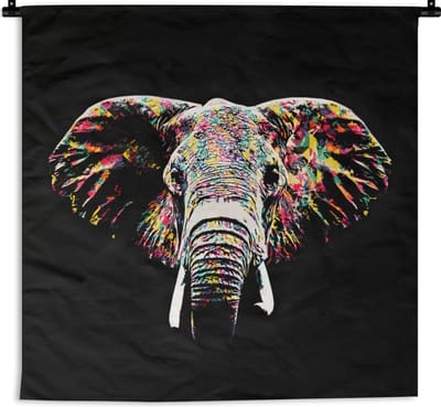 Wandkleed - Olifant - Dieren - Kleuren - 120x120 cm - Wandtapijt