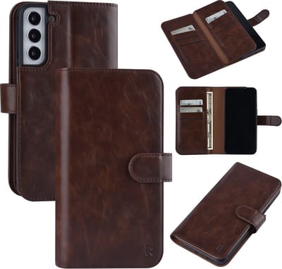UNIQ Accessory Samsung Galaxy S22 Plus Telefoonhoesje - Premium Kunstleer & Uitstekende Bescherming - Bruin Book Case