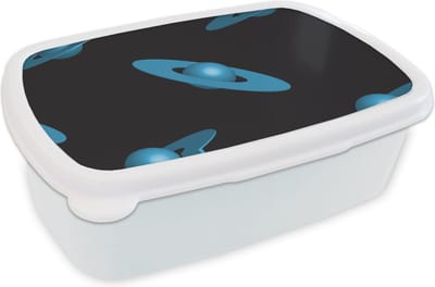 Broodtrommel Wit - Lunchbox - Brooddoos - Planeten - Blauw - Kinderen - Design - 18x12x6 cm - Volwassenen