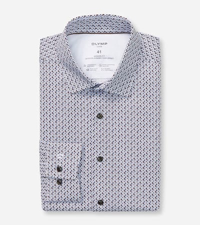 katoenen Olymp overhemd blauw geprint normale fit