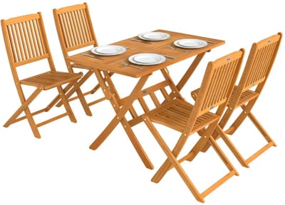 Tuinset - 5-delige Inklapbare Zitgroep - met 1 Tuintafel met & 4 Stoelen - Tuinmeubelset voor 4 Personen - Tuintafelset - Tuin Eetset - Diningset - Zitset - Lattenontwerp - voor Terras, Balkon, Tuin - FSC-Gecertificeerd Hout