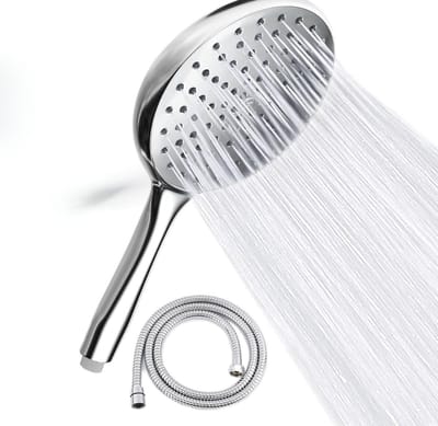 Famanu – Hogedruk handdouche, luxe uitvoering met extra lange slang van 1,8 m, 3 straalstanden, waterbesparend, snel te installeren, chroom