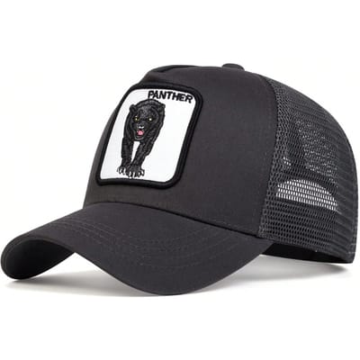 Casquettes en maille de baseball unisexes à broderie léopard, pour le printemps et l'été, réglables, décontractées, chapeau protection solaire gray