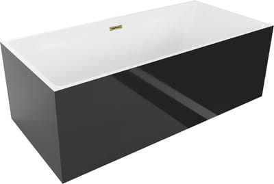 Mexen Nita vrijstaande badkuip 170 x 80 , wit/zwart, gouden overloop - 52091708075-50