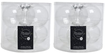 Decoris kerstballen - 12x st - transparant parelmoer - D8 cm - glas - kerstversiering
