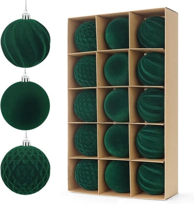 Kerstballen set 15 stuks - Groen 8 cm - Fluweelachtig - Perfect voor kerstversiering - ShopVlot