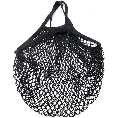 Sacs d'épicerie réutilisables portables pour fruits et légumes, sac en maille de coton, sac à main, sac de courses en filet à poignée courte, fourre-tout black