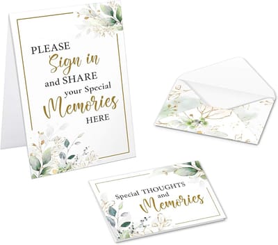 Memorial Guest Book Alternatief met Condoleance-Kaarten en Enveloppen