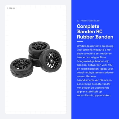 Dailygoods- Rubberen Banden 65 mm - 4 Stuks - Velgen - Zeskant Beugelgeleiding 12 mm - Stevig en Duurzaam - Hoge Slijtvastheid - RC Banden