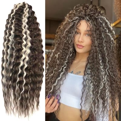 3 Packs 55cm Water Wave Twist Haarglans voor Butterfly Locs, Bohemian Vlechtwerk en Synthetische Haarverlengingen voor Dames