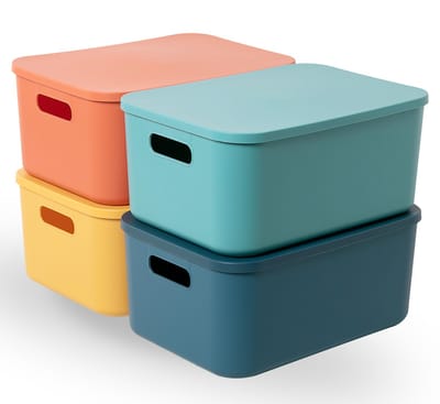 Unyqoos ® Stijlvolle en Multifunctionele Kunststof Opbergdozen met Deksel voor Elke Ruimte in Huis