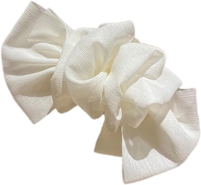 Grote tule haarstrik voor dames, elegante haarspelden en haarklemmen voor bruiloften en feesten, gebroken wit haaraccessoires