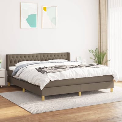 vidaXL - Boxspring - met - matras - stof - taupe - 180x200 - cm