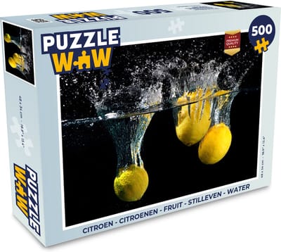 Puzzel Citroen - Fruit - Stilleven - Water - Geel - Legpuzzel - Puzzel 500 stukjes